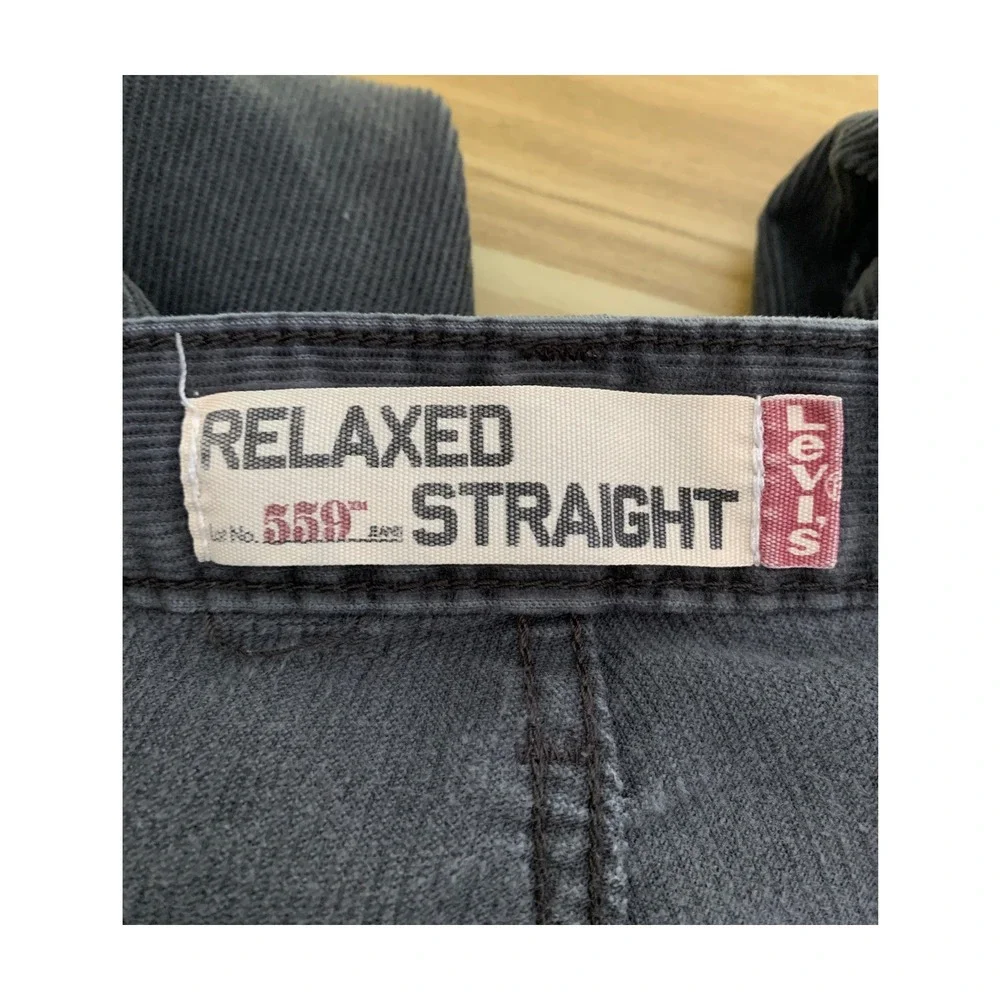Vintage Levis 559 Jeans Mens 34x32 Gray Corduroy Relaxed Straight Leg Fall